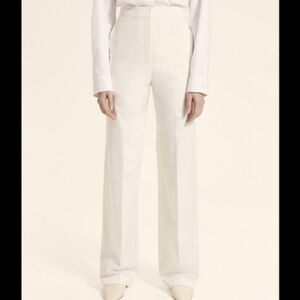 New THEORY Womans Classic Chino Clean Trouser In Sea Salt Ivory Size 6